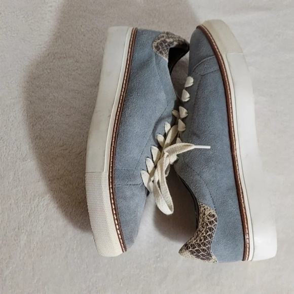 Liebeskind Berlin Gray Blue Suede Sneakers Snake Cuff Lace Up Pointed Toes - Picture 9 of 15